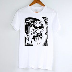 Kurt Cobain Cellphone Printed Graphic Tee